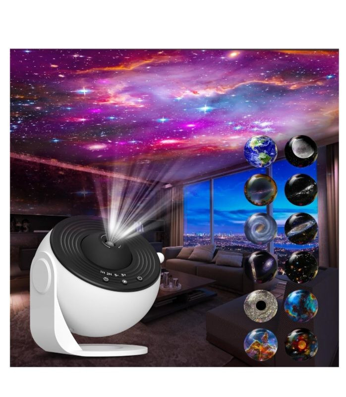 نمایش نور کهکشانی پروژکتور فضایی روی سقف اتاق خواب