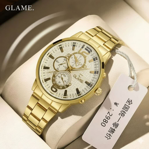 ساعت مردانه Glame بند طلایی استیل
