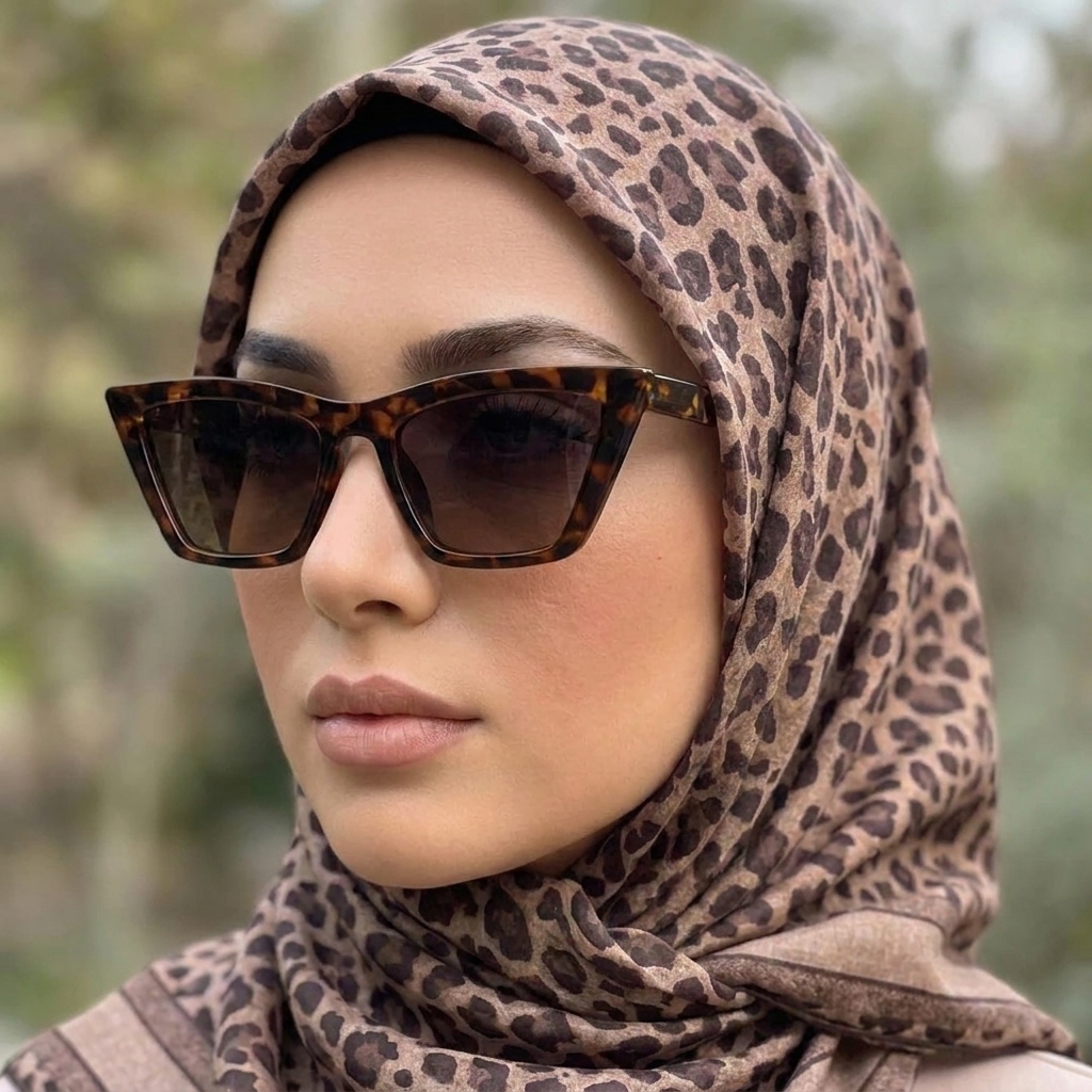 عینک آفتابی زنانه مدل گربه ای با طرح پلنگی