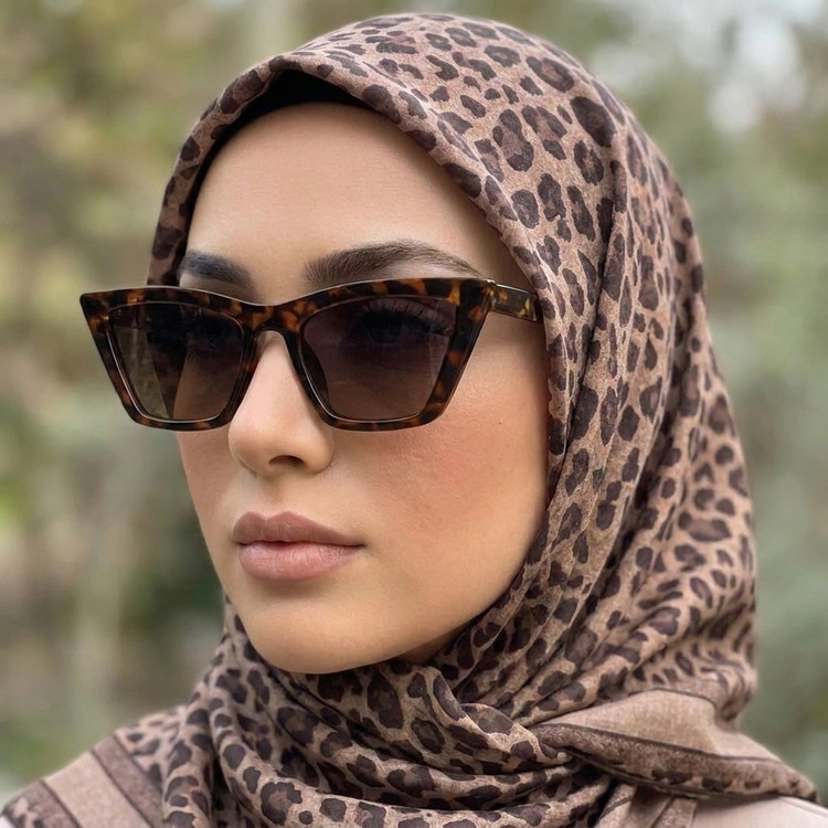 عینک آفتابی زنانه مدل گربه ای با طرح پلنگی