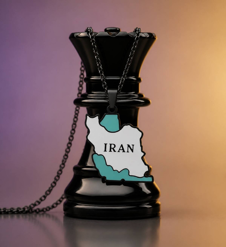 پلاک استیل نقشه ایران طرح آبی سفید( بدون زنجیر)