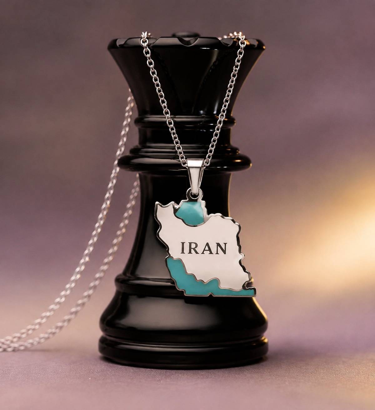 پلاک استیل نقشه ایران طرح آبی سفید( بدون زنجیر)