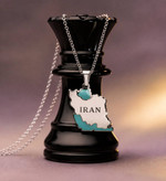 پلاک استیل نقشه ایران طرح آبی سفید( بدون زنجیر)