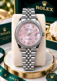 ساعت زنانه بند نقره ای صفحه صورتی برند( رولکس) ROLEX DATE JUST