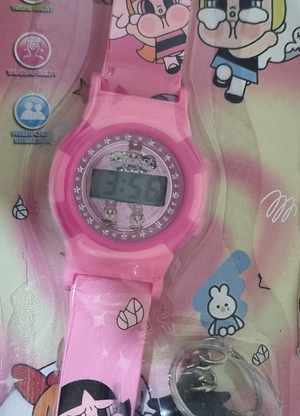 ست ساعت و پاسوییچی بچگانه طرح کارتونی دختران قدرتمند ِ از برند Cute toys